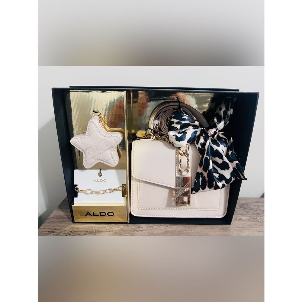New ALDO Shoulder Bag with Animal Scarf and Charm Gift Set LTD Edition NWT